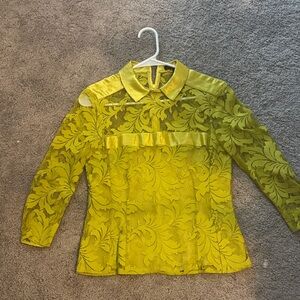 Nannette Lepore Yellow Floral Lace Blouse